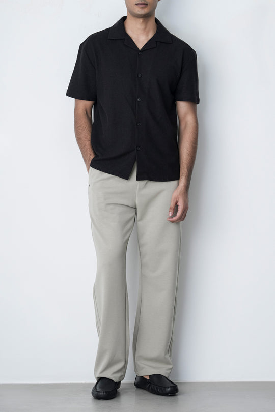 BLACK RESORT COLLAR SHIRT