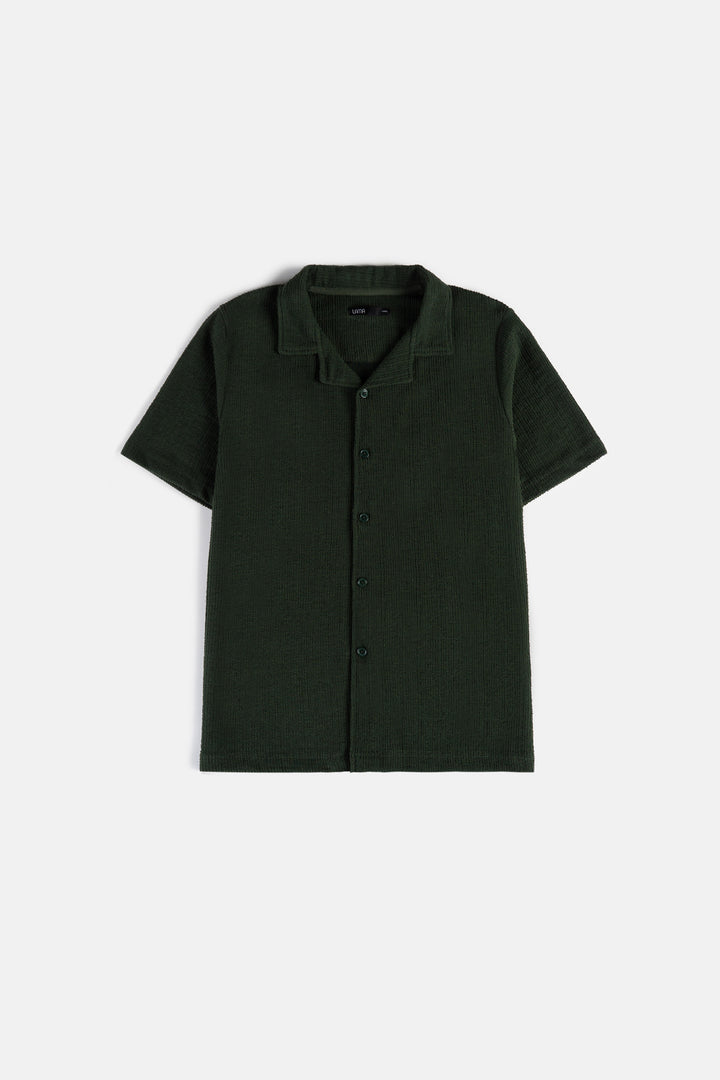 FOREST GREEN RESORT COLLAR SHIRT