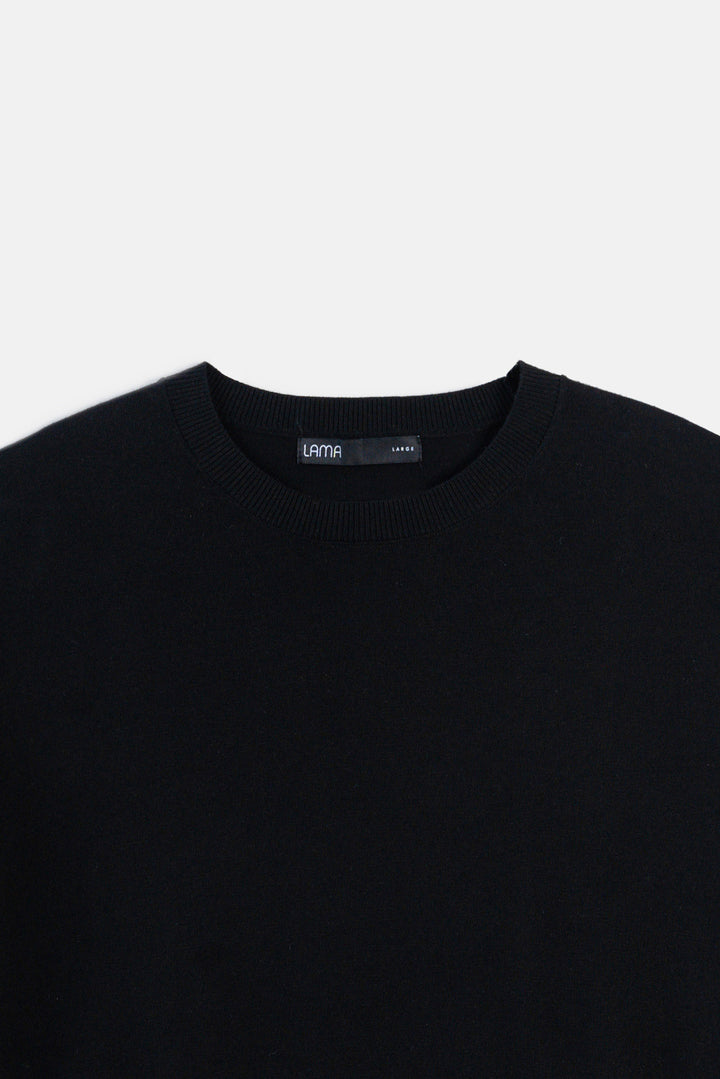 BLACK FINE KNIT TEE
