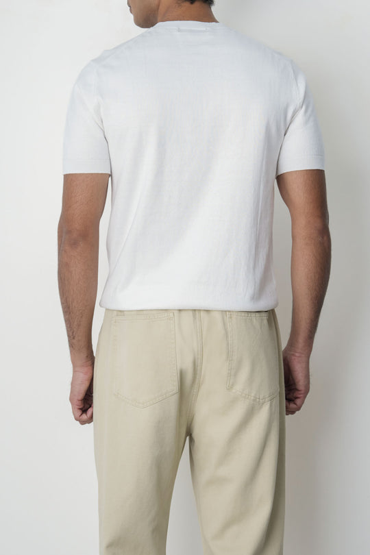 WHITE FINE KNIT TEE