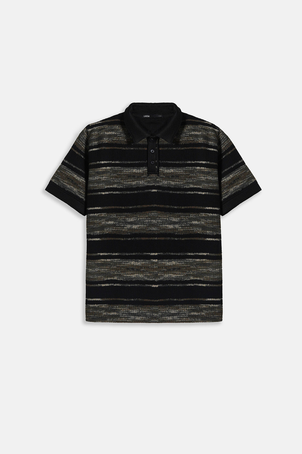 BLACK STRIPED HEAVY TEXTURED POLO