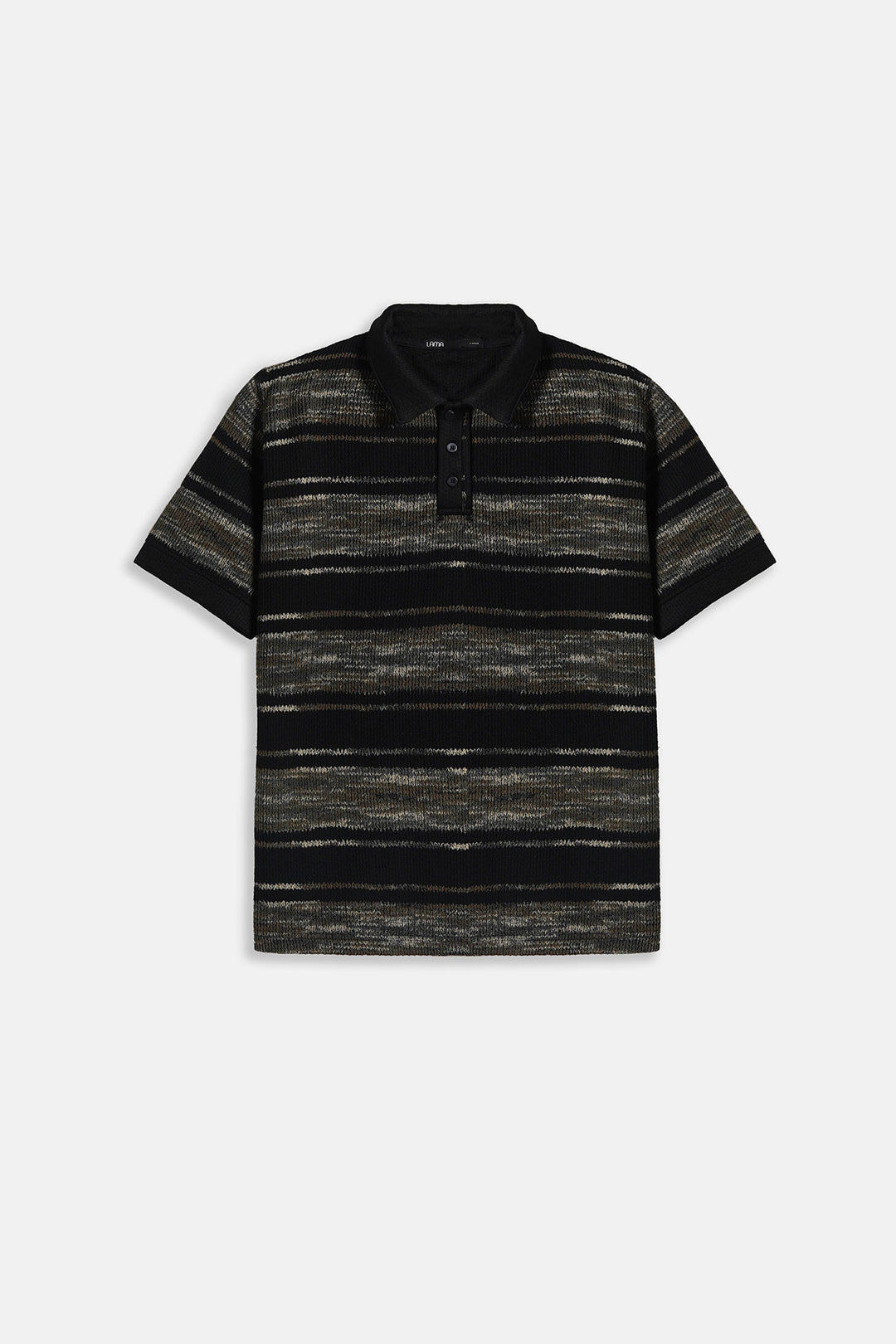 BLACK STRIPED HEAVY TEXTURED POLO