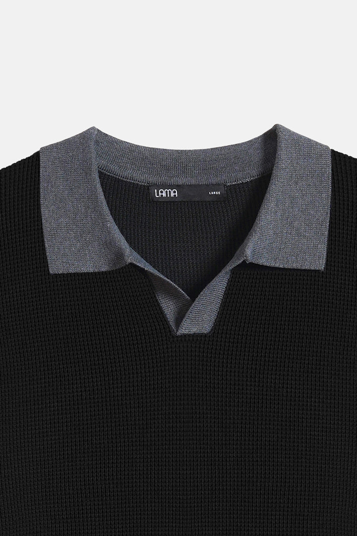 BLACK CONTRAST COLLAR POLO