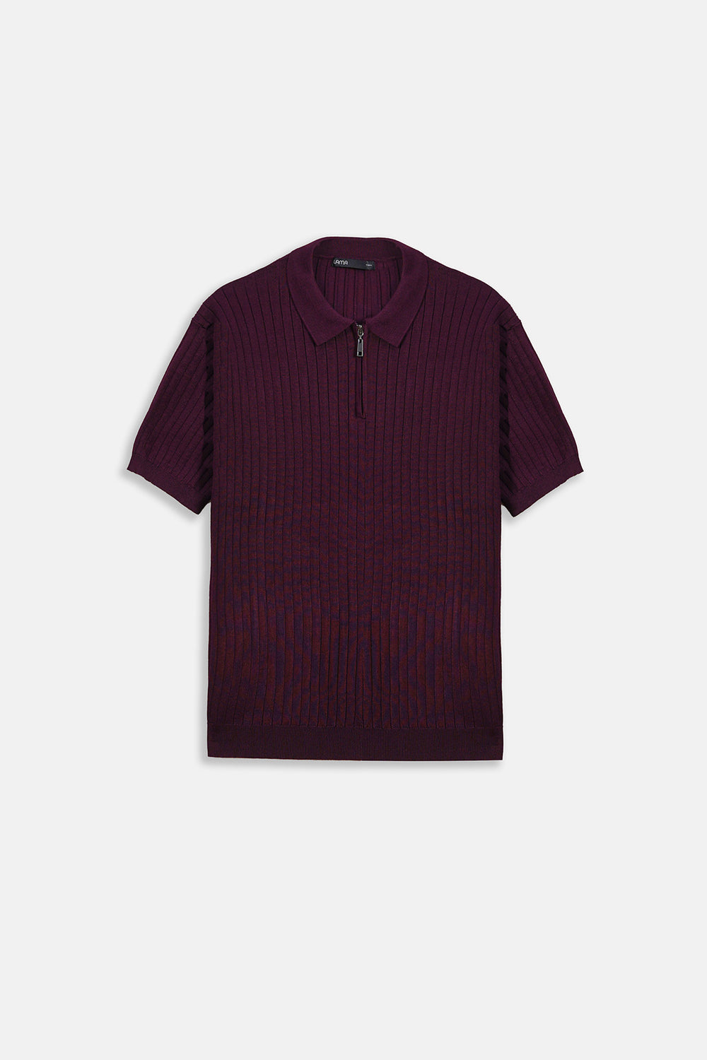 MAROON RIBBED ZIPPER POLO