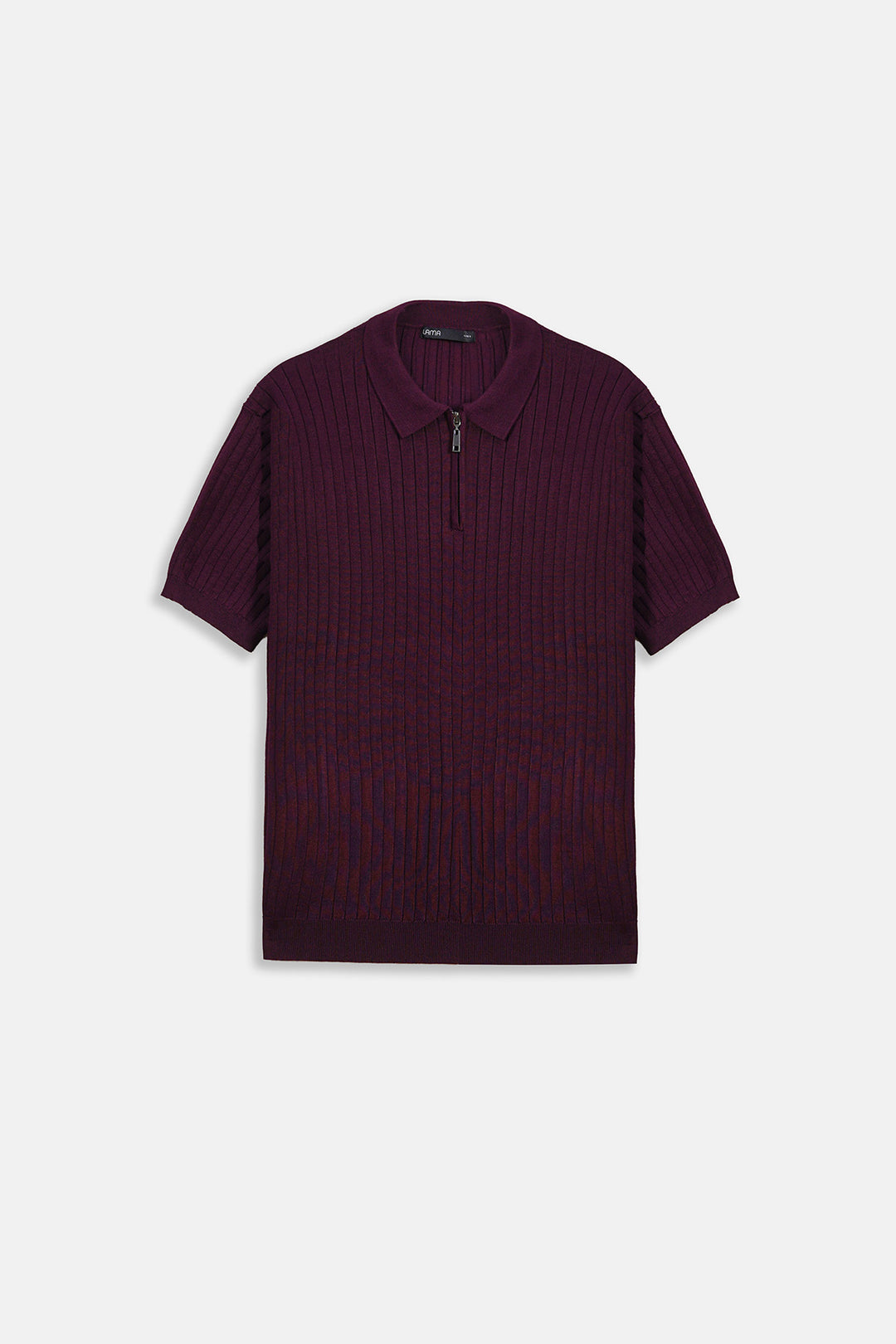 MAROON RIBBED ZIPPER POLO