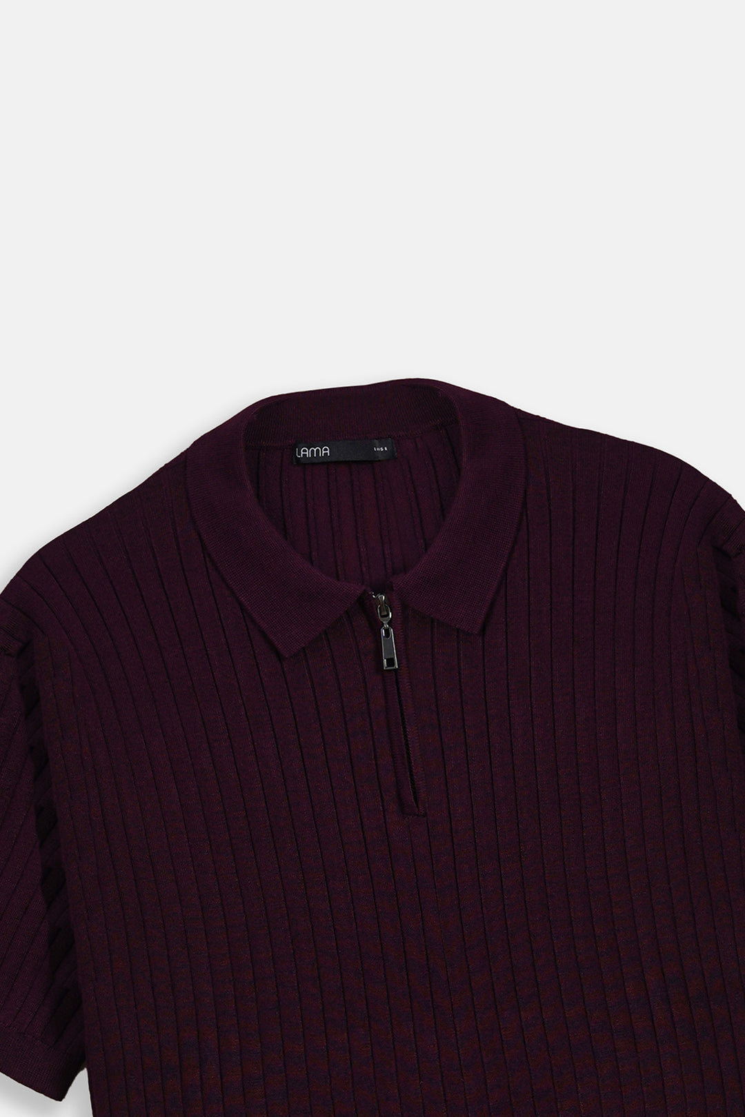 MAROON RIBBED ZIPPER POLO