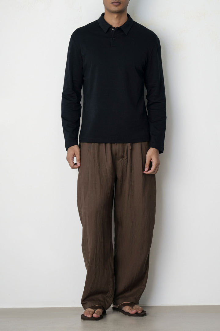 BLACK HERITAGE LONG SLEEVE POLO