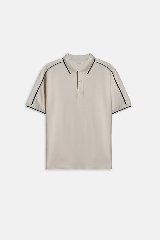 IVORY CONTRAST PIPING POLO