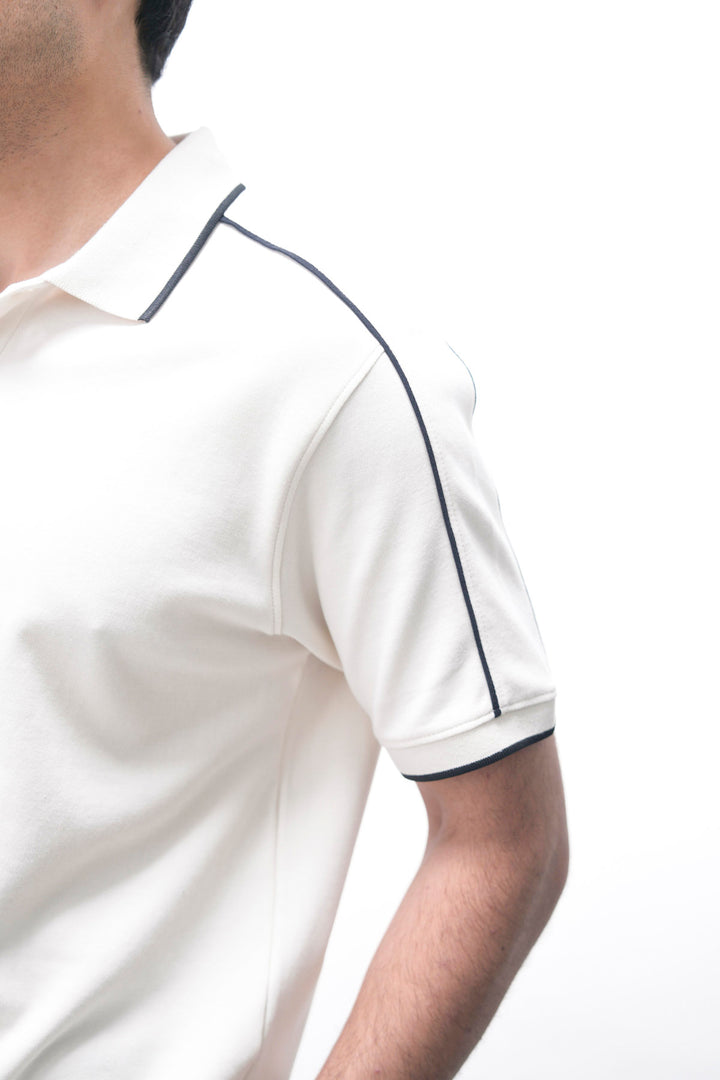 IVORY CONTRAST PIPING POLO