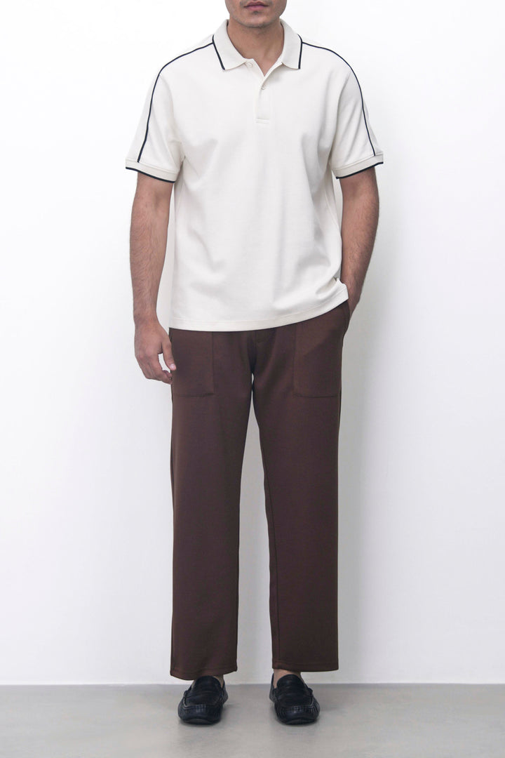 IVORY CONTRAST PIPING POLO