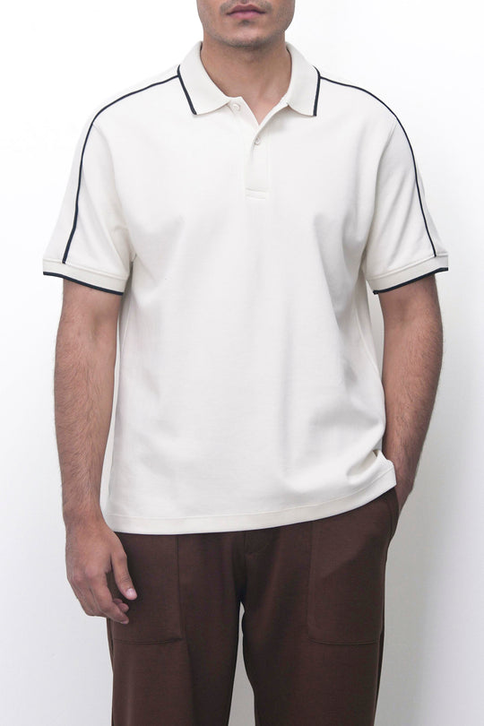 IVORY CONTRAST PIPING POLO