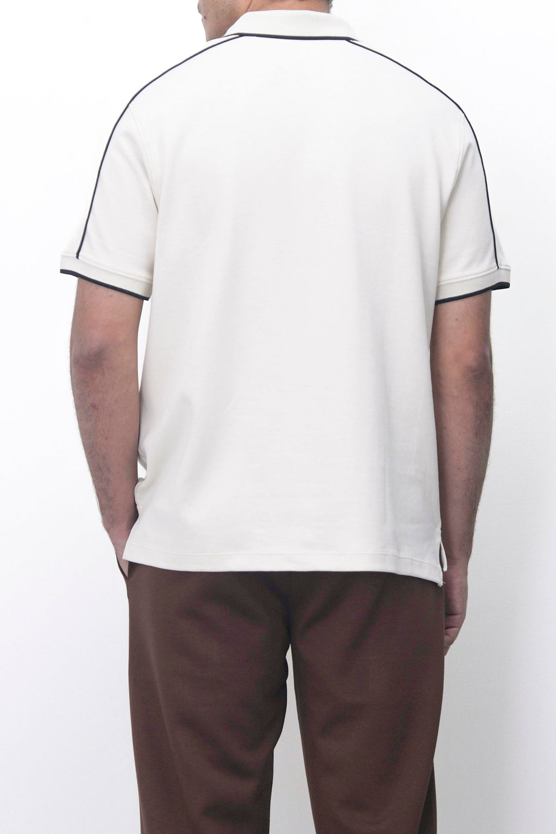 IVORY CONTRAST PIPING POLO