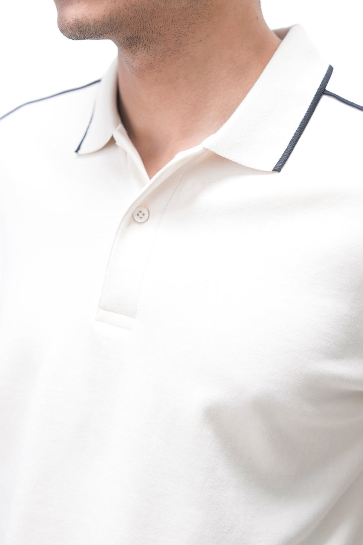 IVORY CONTRAST PIPING POLO