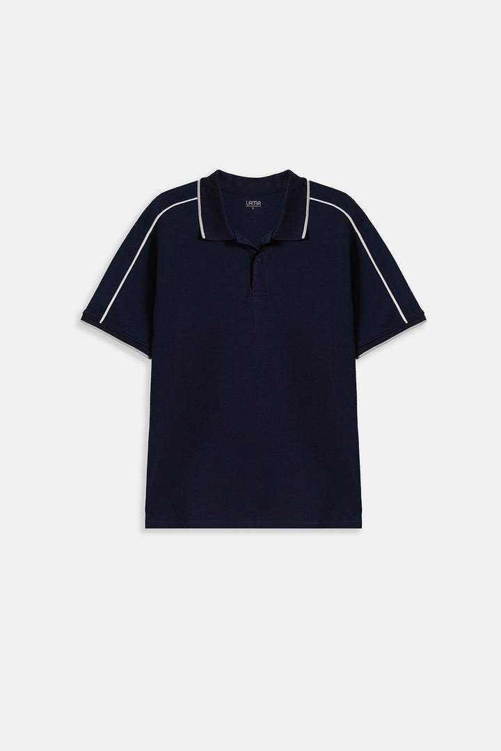 MID BLUE CONTRAST PIPING POLO