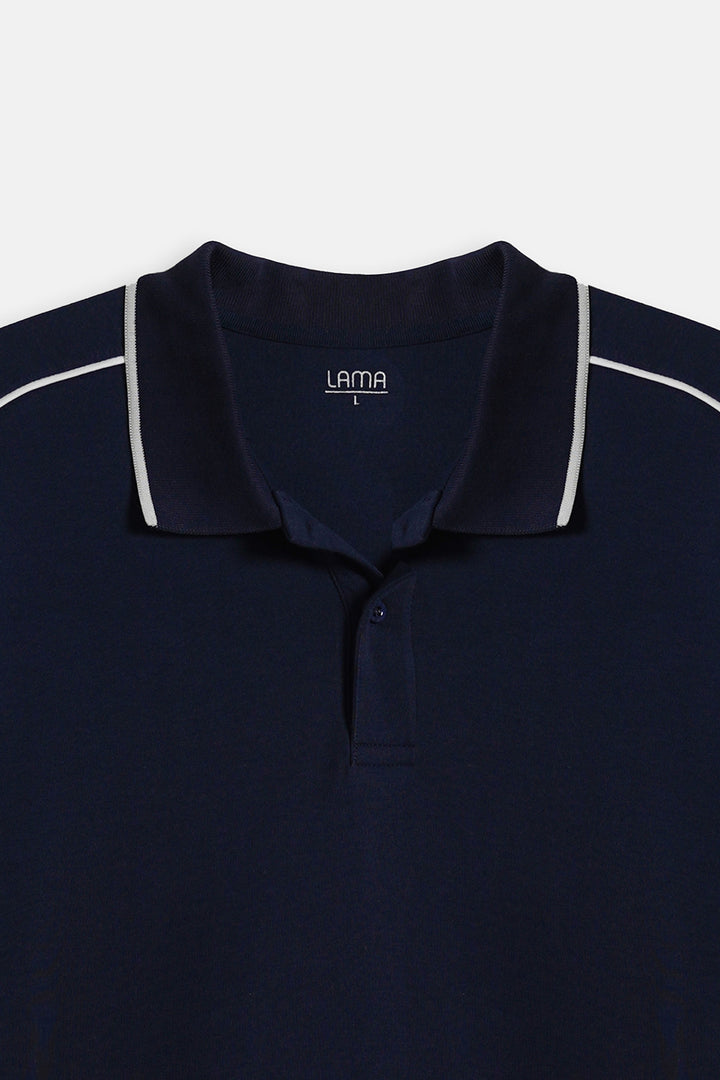 MID BLUE CONTRAST PIPING POLO