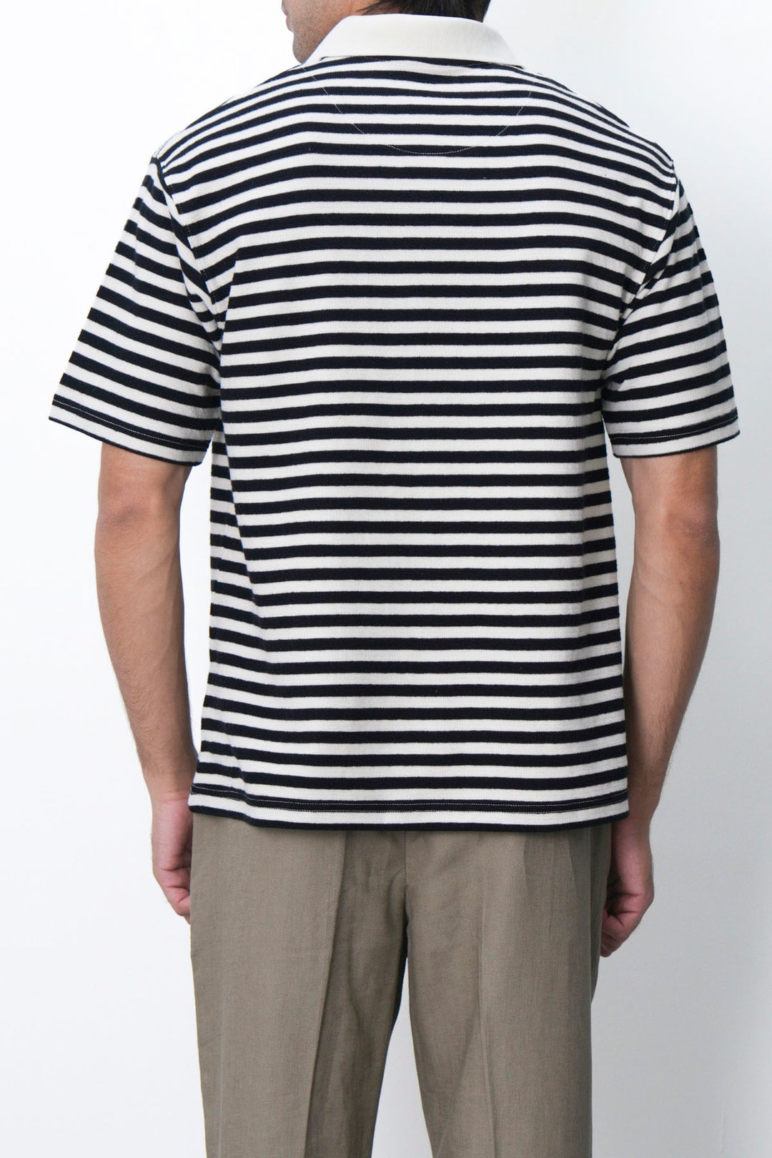 IVORY BLACK STRIPED COTTON POLO