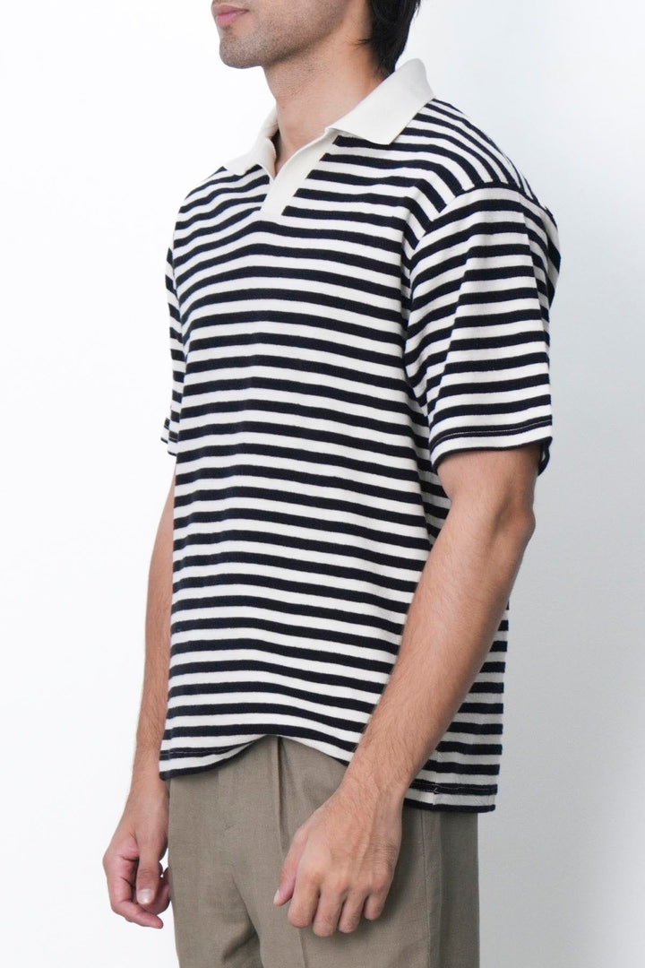 IVORY BLACK STRIPED COTTON POLO