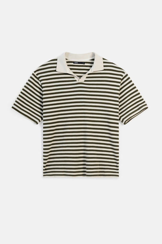 OLIVE IVORY STRIPED POLO