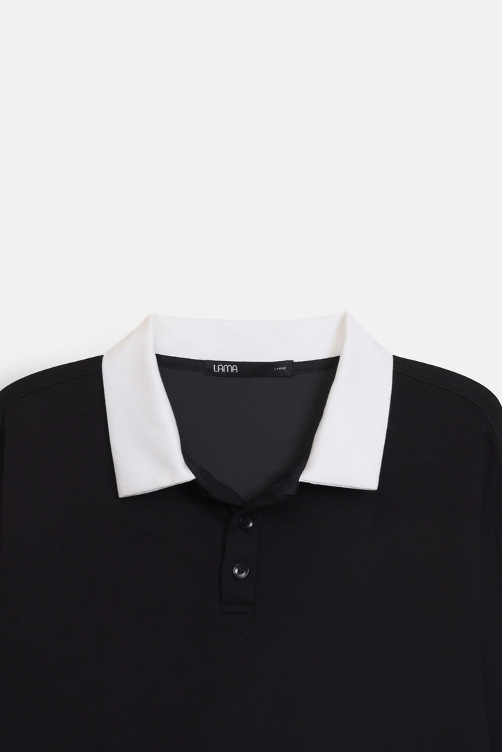 CONTRASTING COLLAR BASIC SHIRT