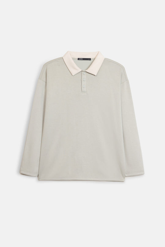 CONTRASTING COLLAR BASIC SHIRT