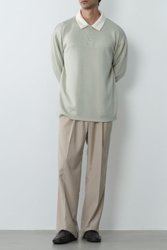 CONTRASTING COLLAR BASIC SHIRT