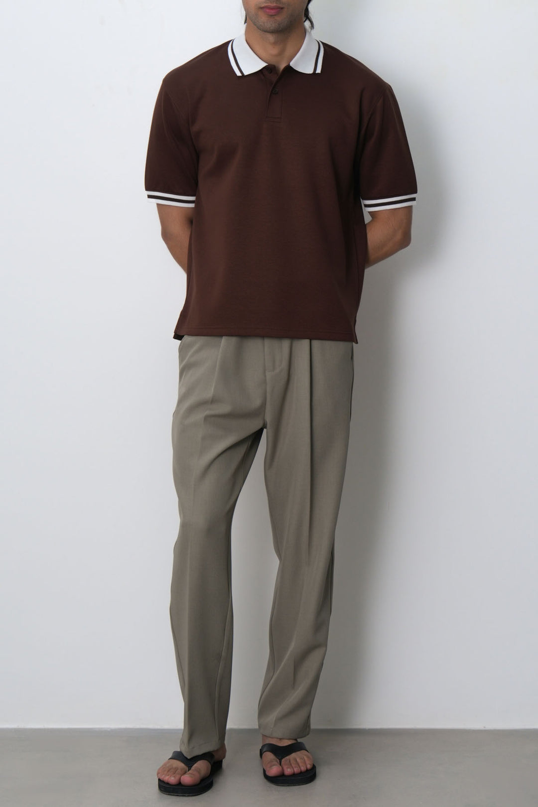BROWN CONTRAST TRIM POLO