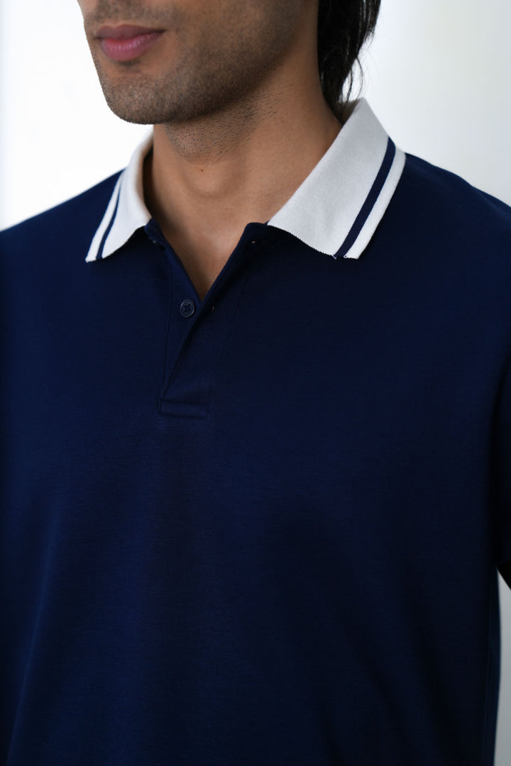 NAVY CONTRAST TRIM POLO