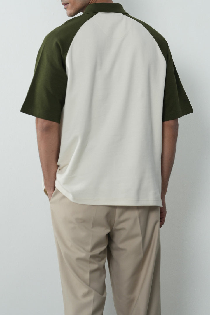 CONTRAST RAGLAN POLO