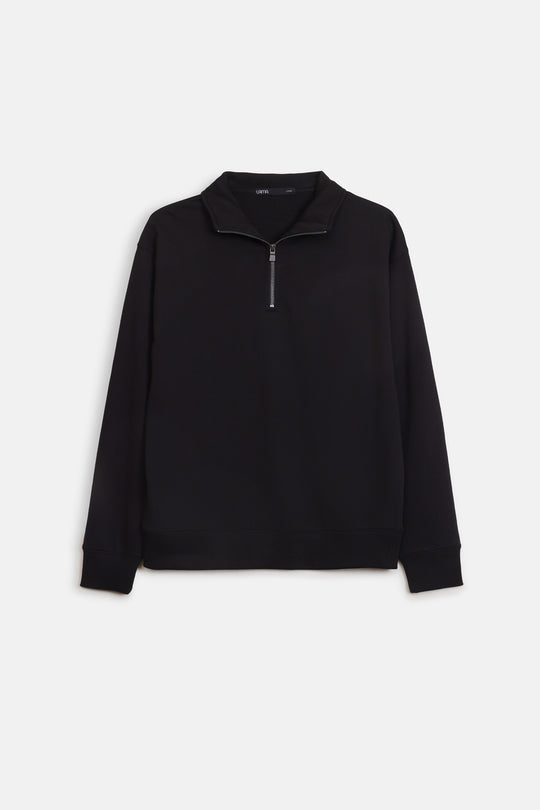 EVERYDAY MOCK NECK ZIP SWEAT