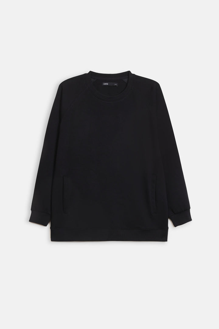 BLACK BASIC BAGGY RAGLAN SWEAT