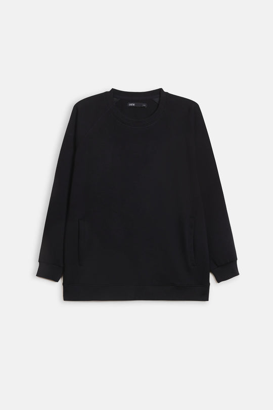 BLACK BASIC BAGGY RAGLAN SWEAT