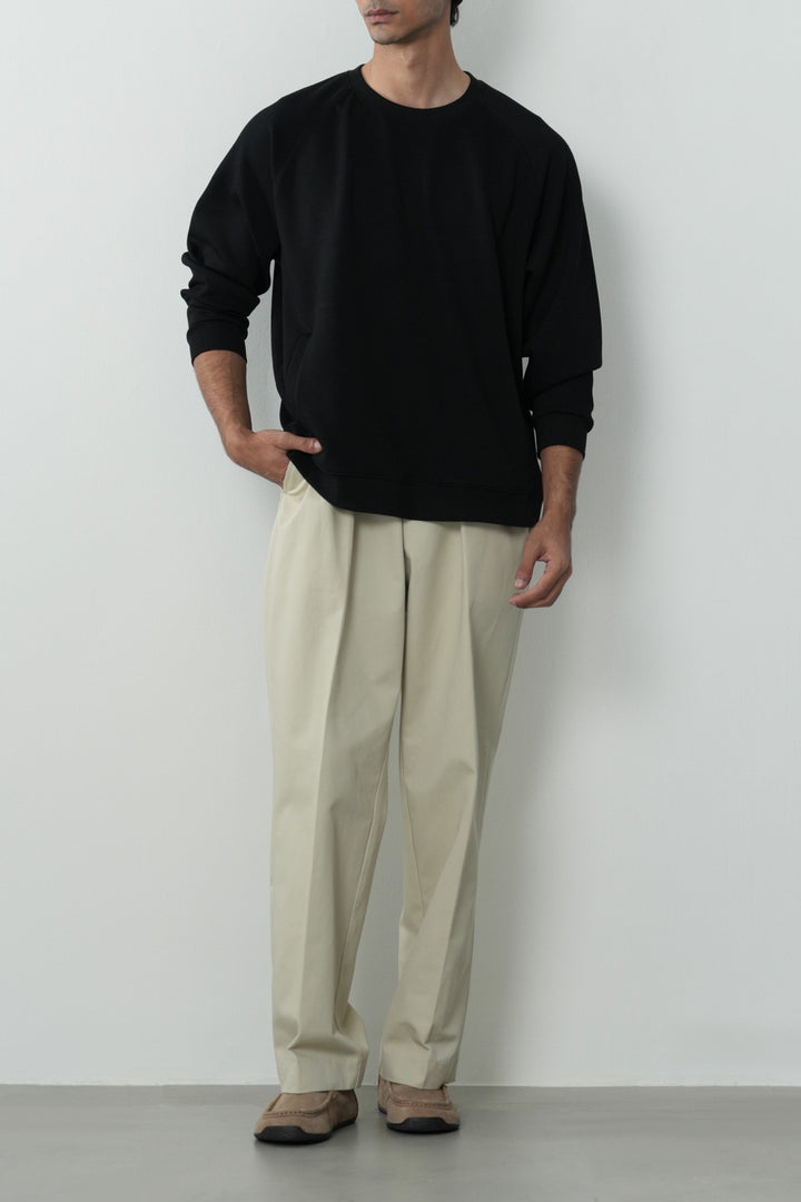 BLACK BASIC BAGGY RAGLAN SWEAT