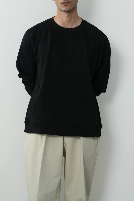BLACK BASIC BAGGY RAGLAN SWEAT