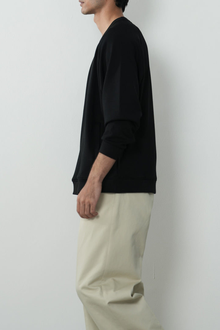 BLACK BASIC BAGGY RAGLAN SWEAT
