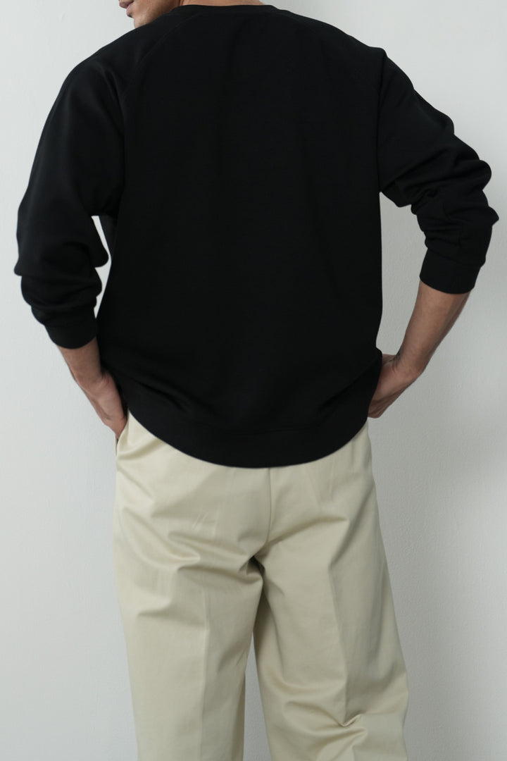 BLACK BASIC BAGGY RAGLAN SWEAT