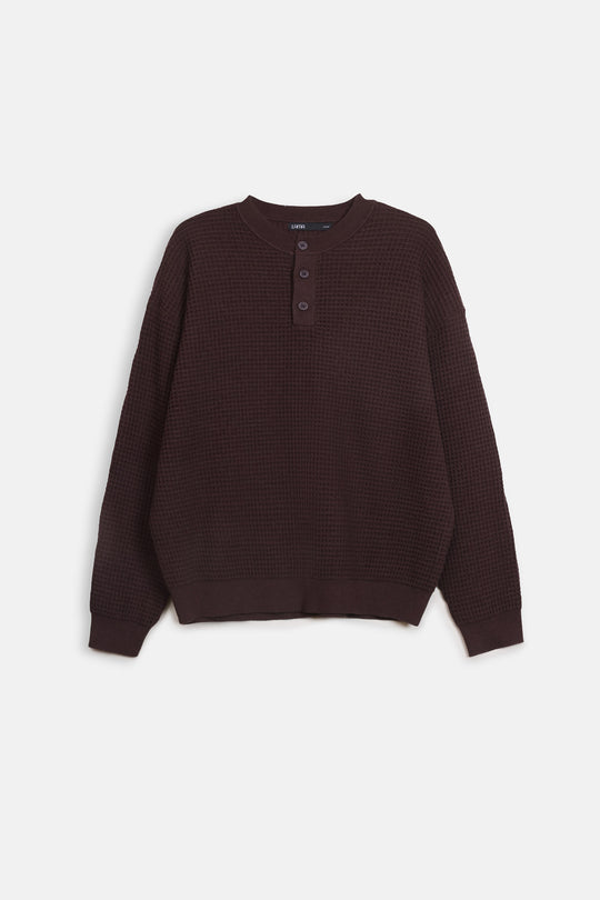 WAFFLE KNIT HENLEY