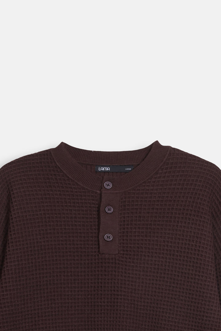 WAFFLE KNIT HENLEY