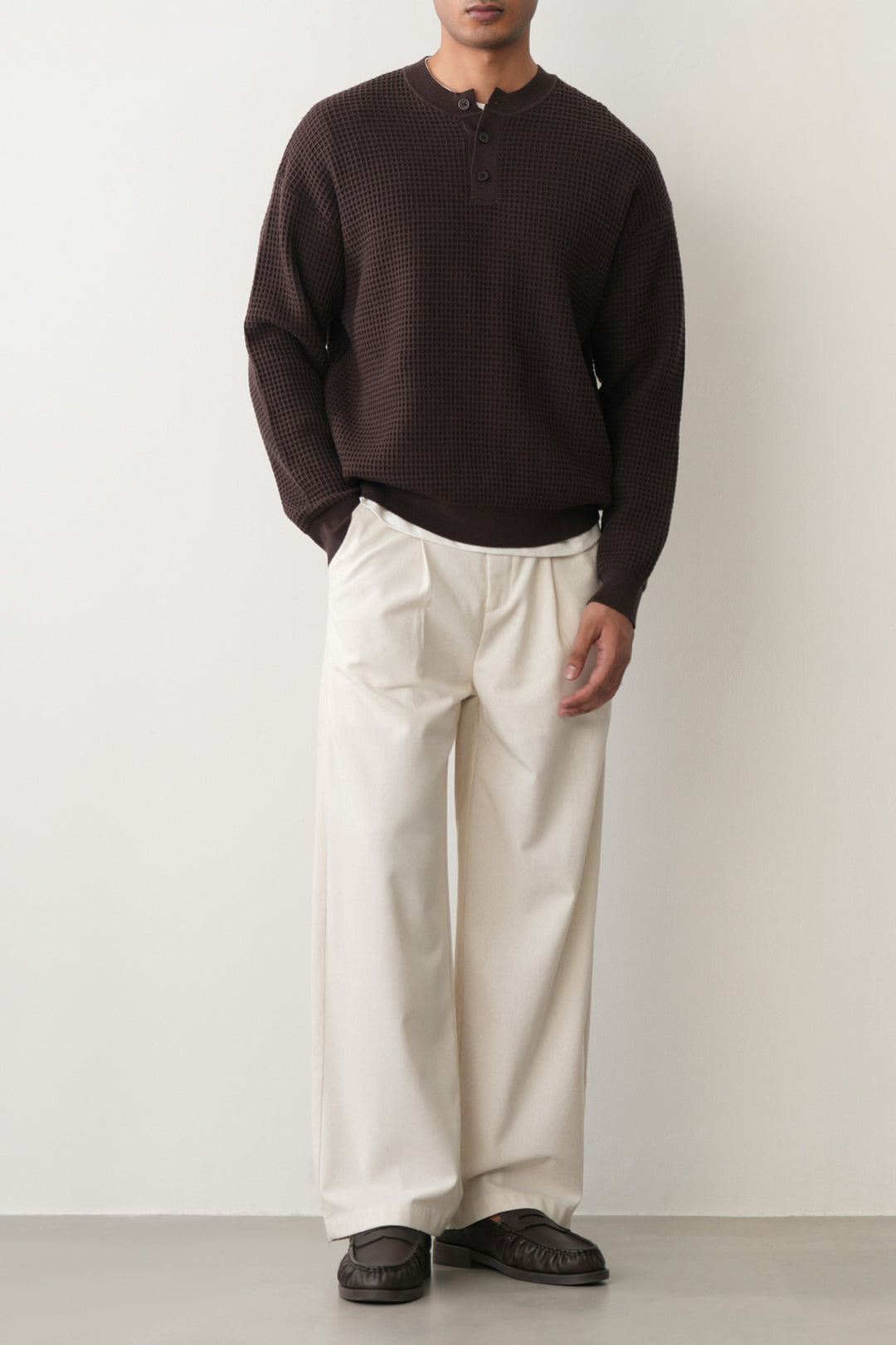 WAFFLE KNIT HENLEY