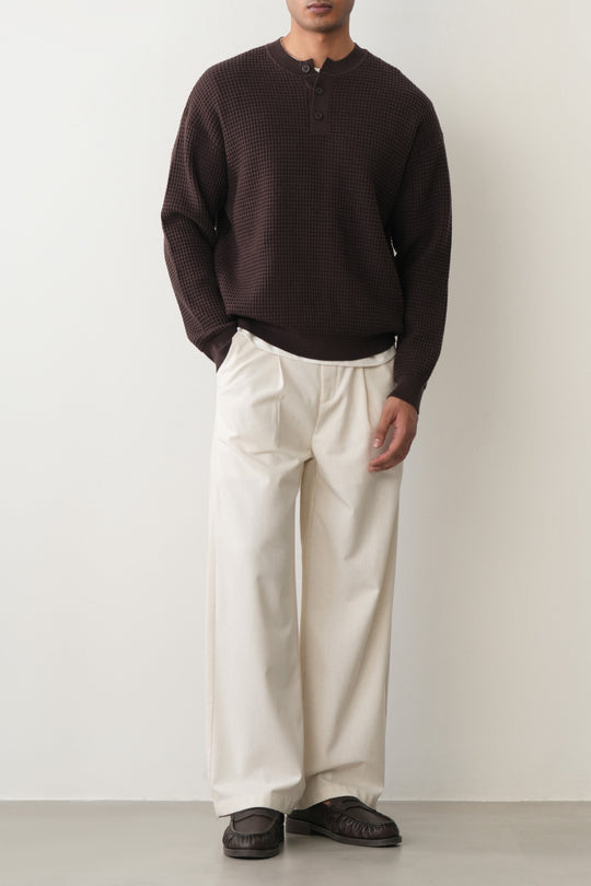 WAFFLE KNIT HENLEY