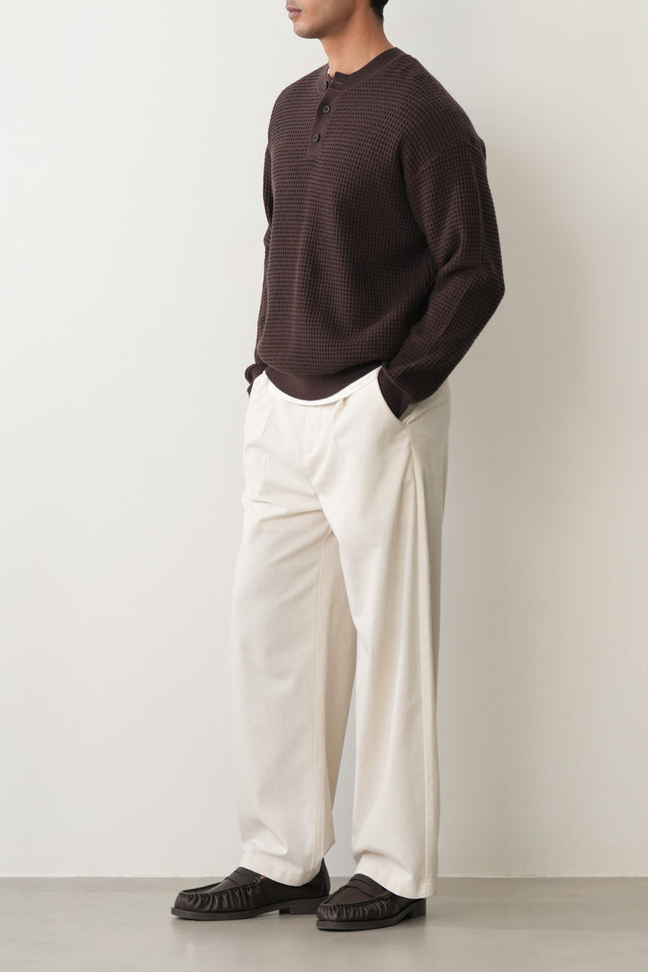 WAFFLE KNIT HENLEY
