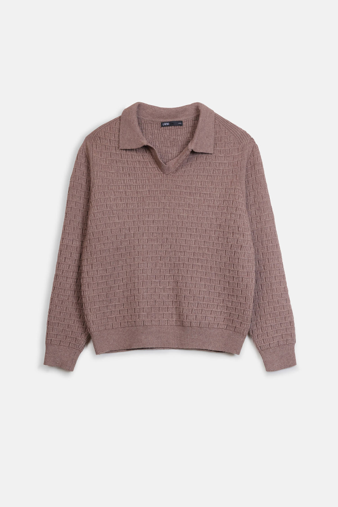 OPEN COLLAR TEXTURED POLO