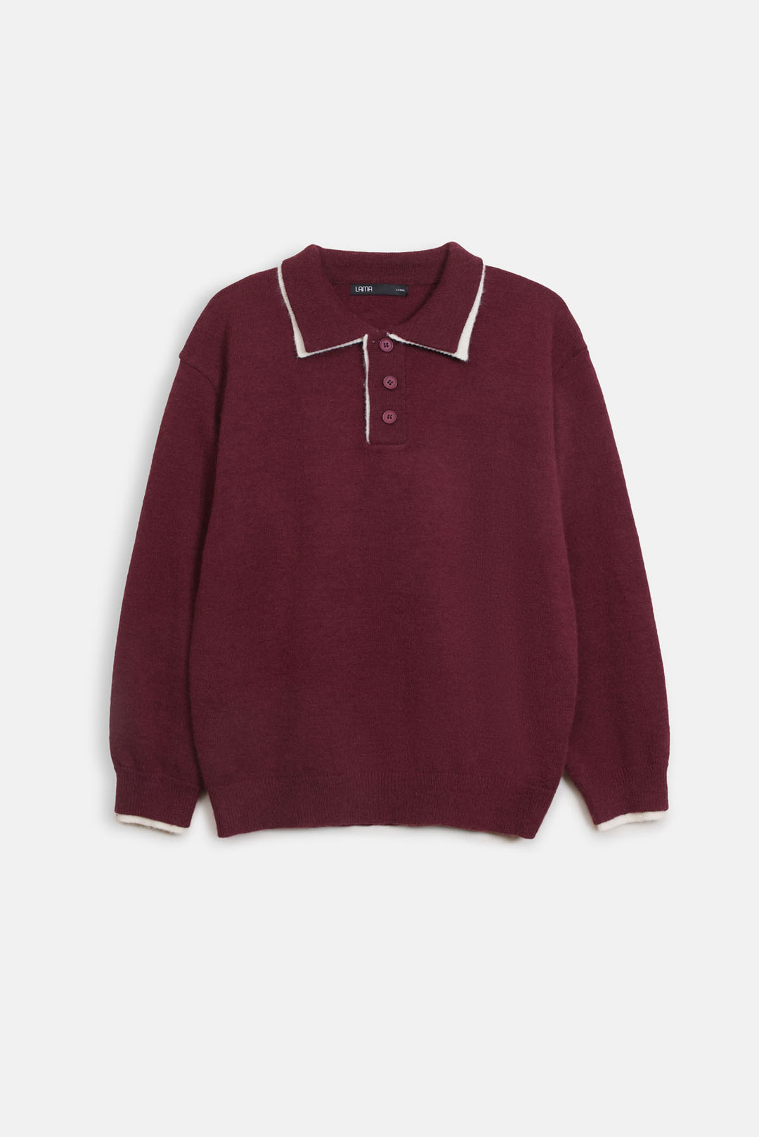 CONTRAST TRIM POLO SWEATER