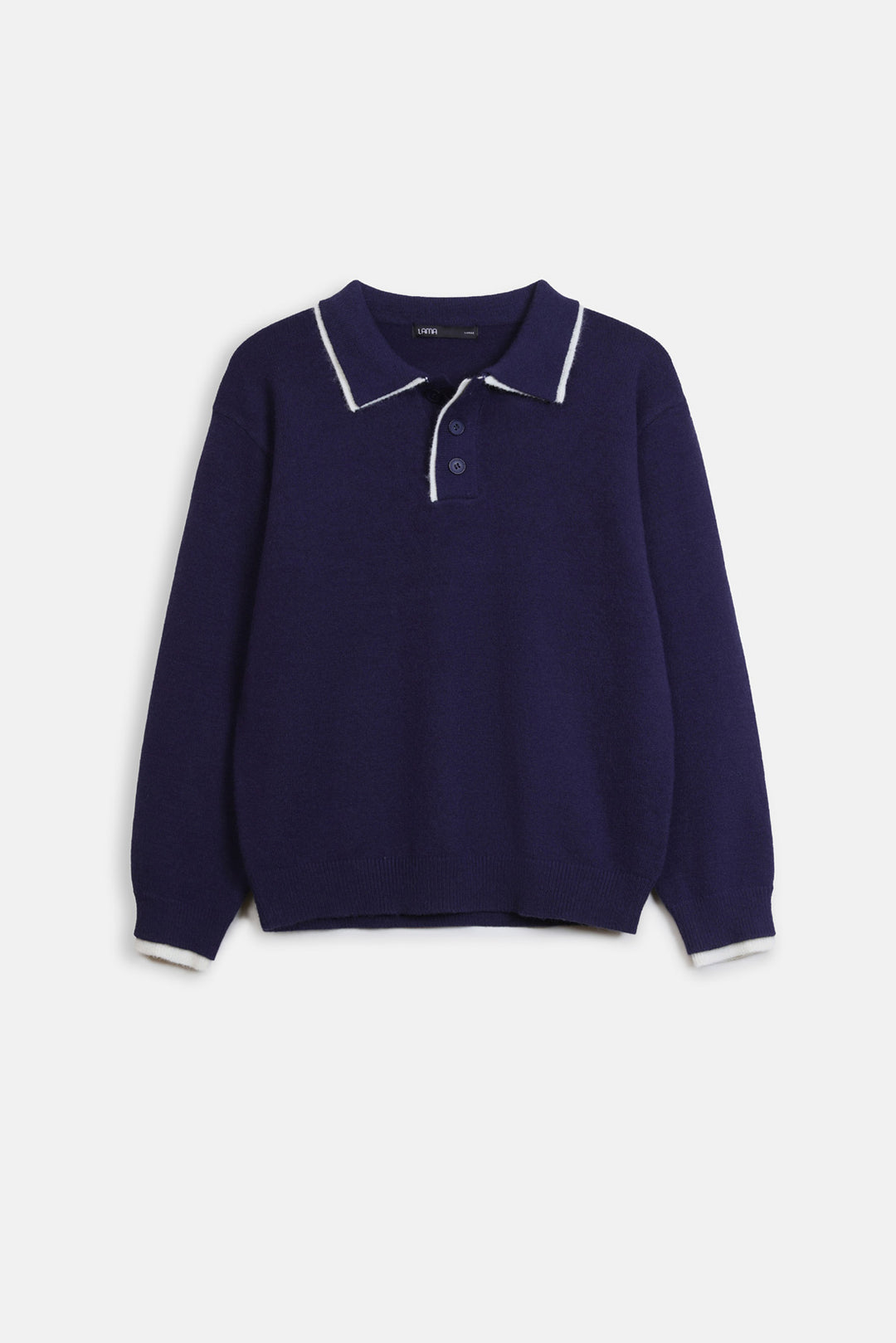 CONTRAST TRIM POLO SWEATER