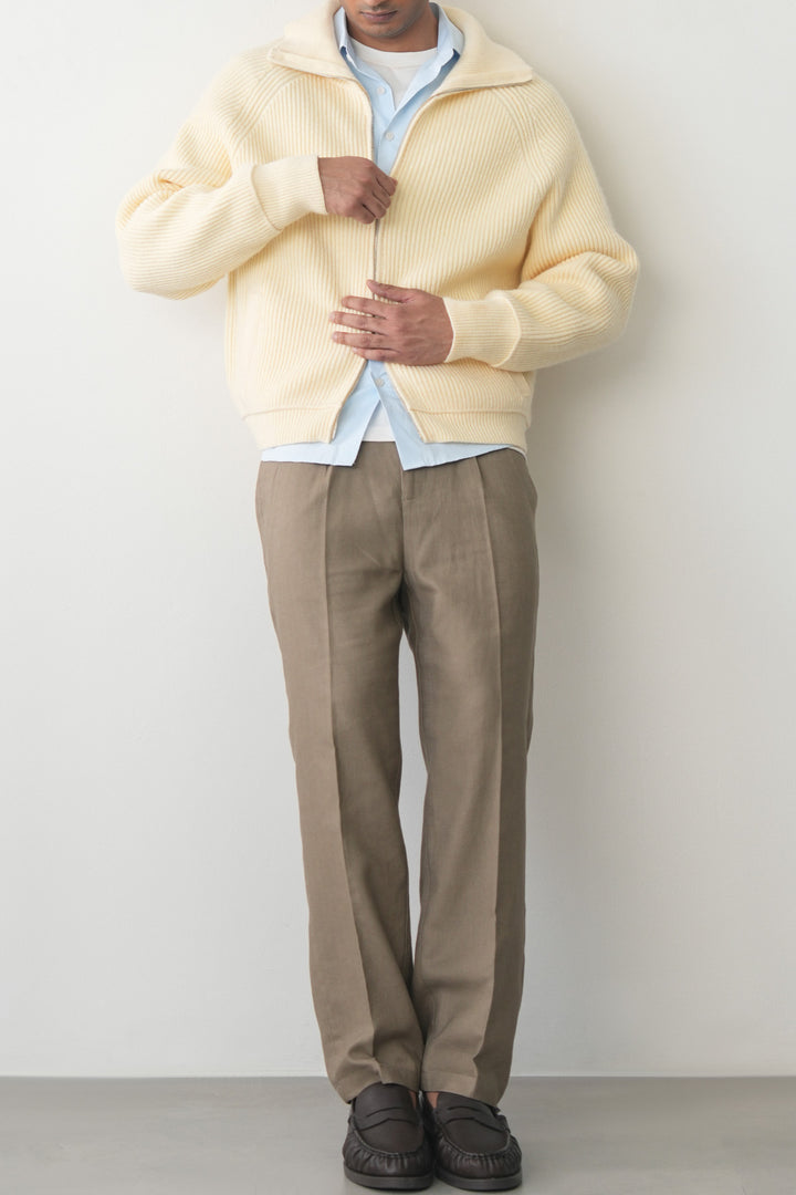 RIBBED ZIPPER CARDIGAN