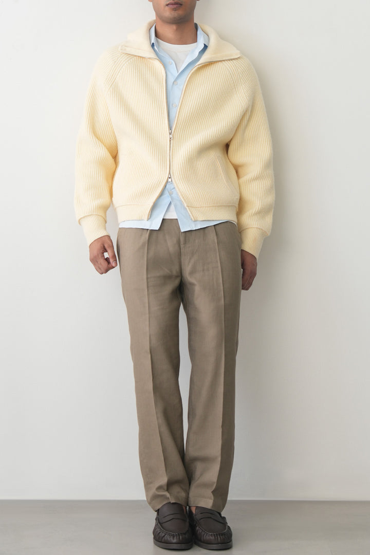 RIBBED ZIPPER CARDIGAN