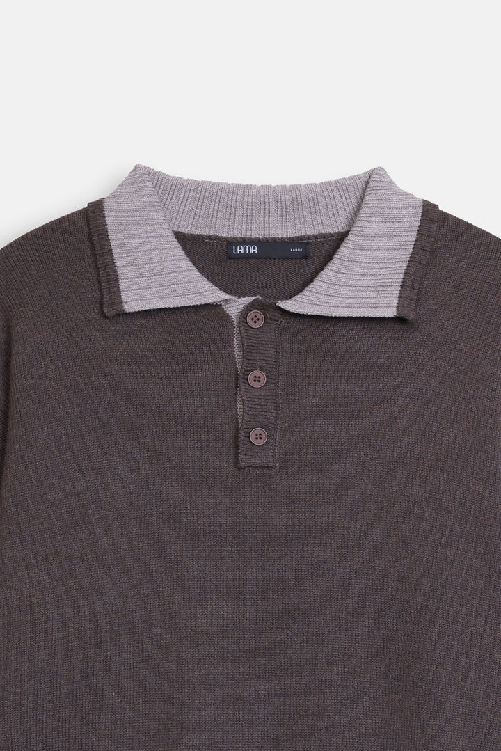 RELAXED KNIT POLO SWEATER