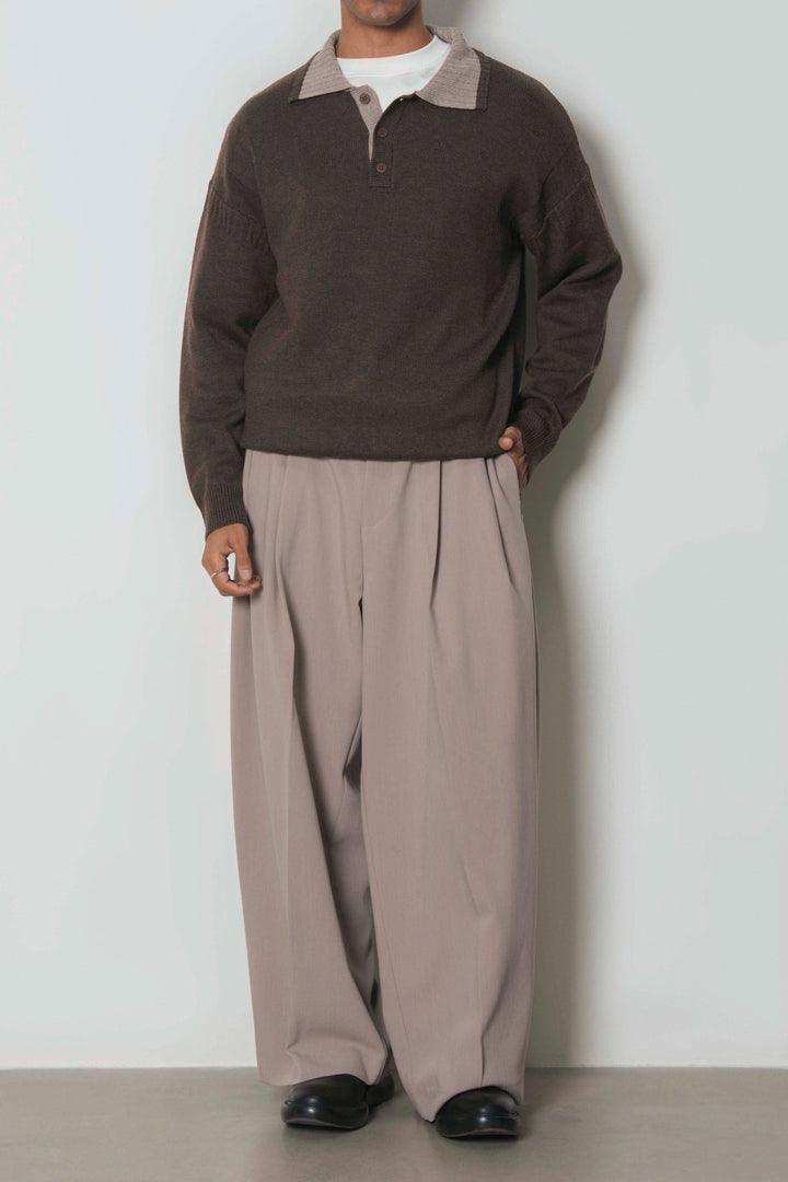 RELAXED KNIT POLO SWEATER