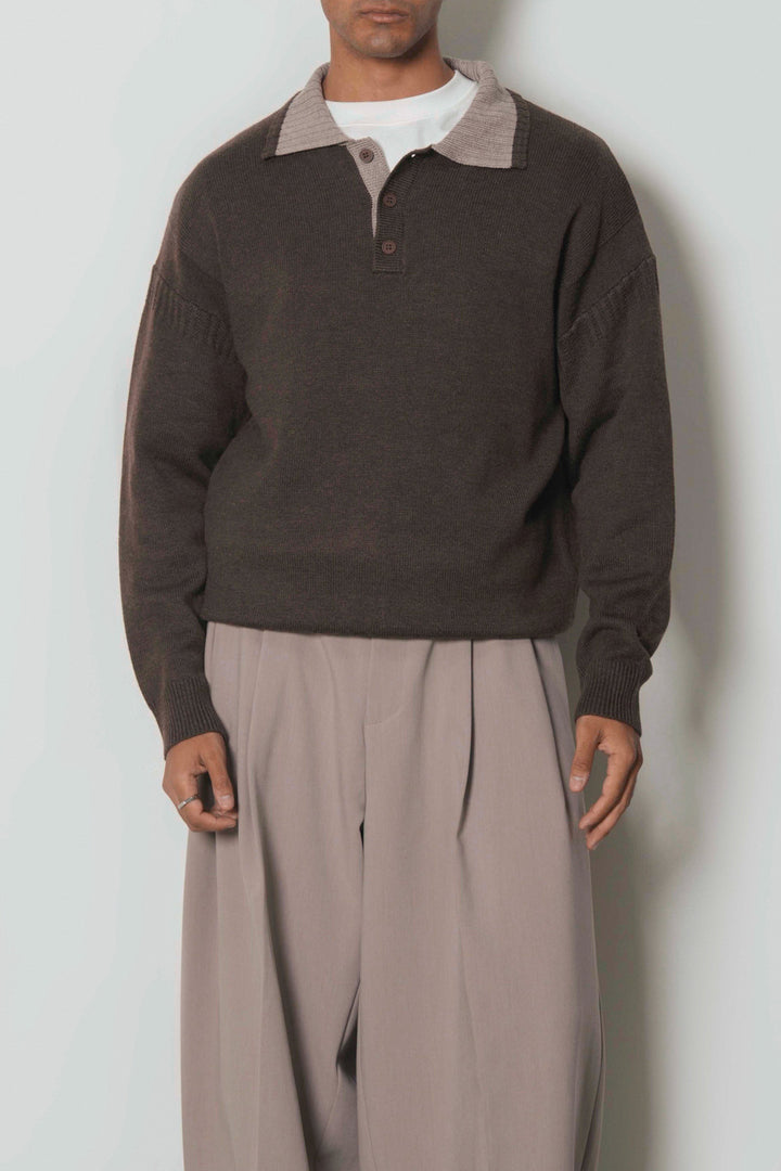 RELAXED KNIT POLO SWEATER