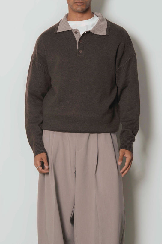 RELAXED KNIT POLO SWEATER