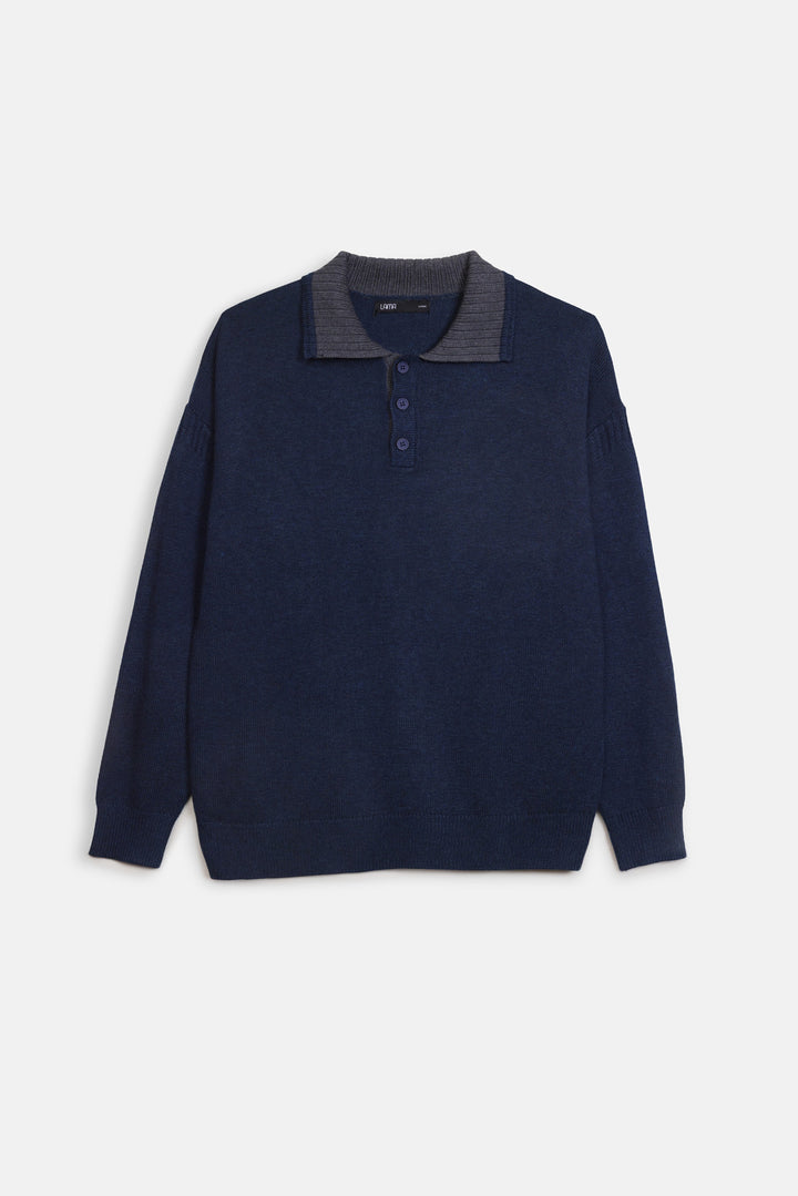 RELAXED KNIT POLO SWEATER